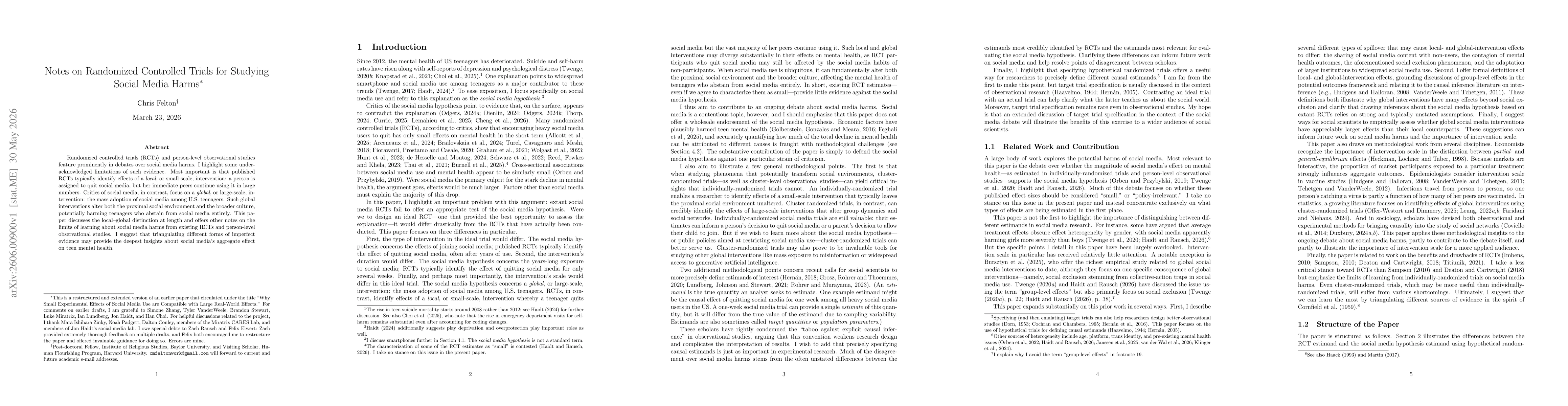 Thumbnail for Notes on Randomized Controlled Trials for Studying Social Media Harms