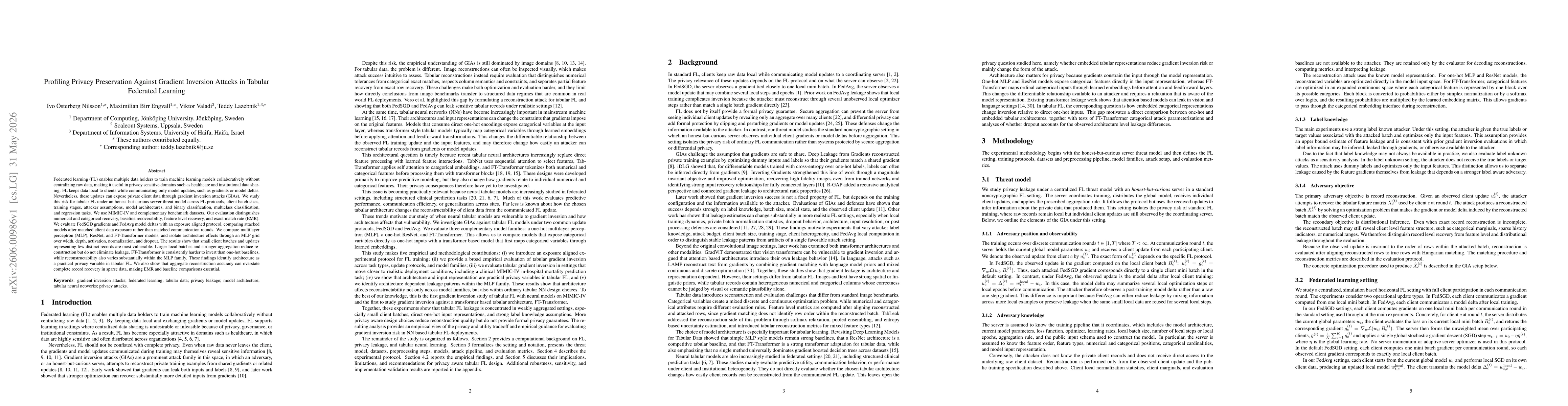 Thumbnail for Profiling Privacy Preservation Against Gradient Inversion Attacks in Tabular Federated Learning