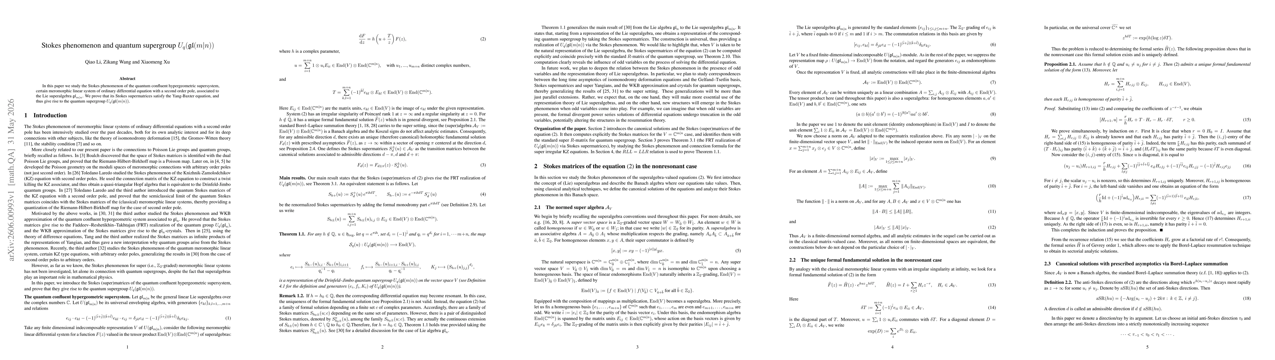 Thumbnail for Stokes phenomenon and quantum supergroup $U_q(\mathfrak{gl}(m|n))$
