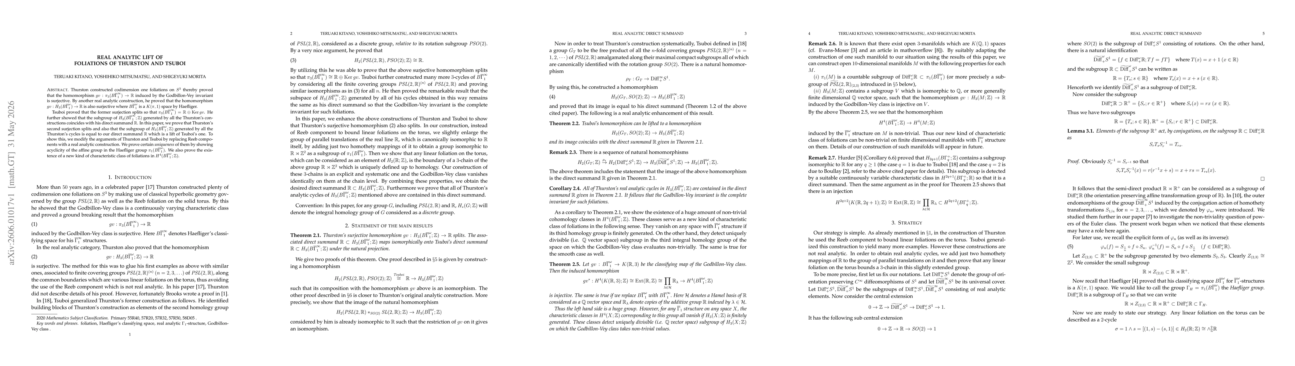 Thumbnail for Real analytic lift of foliations of Thurston and Tsuboi
