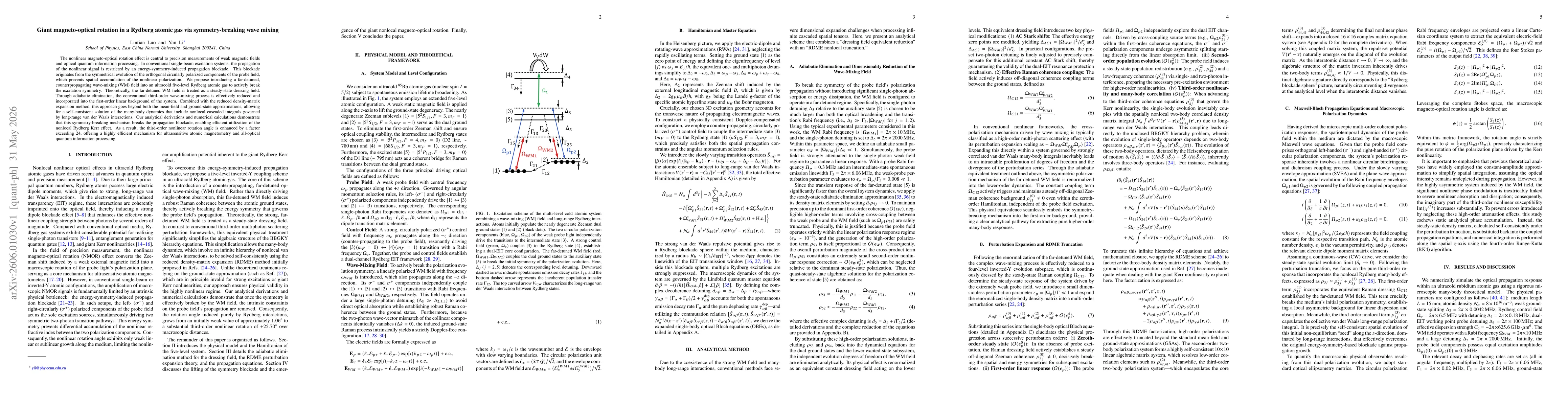 Thumbnail for Giant magneto-optical rotation in a Rydberg atomic gas via symmetry-breaking wave mixing