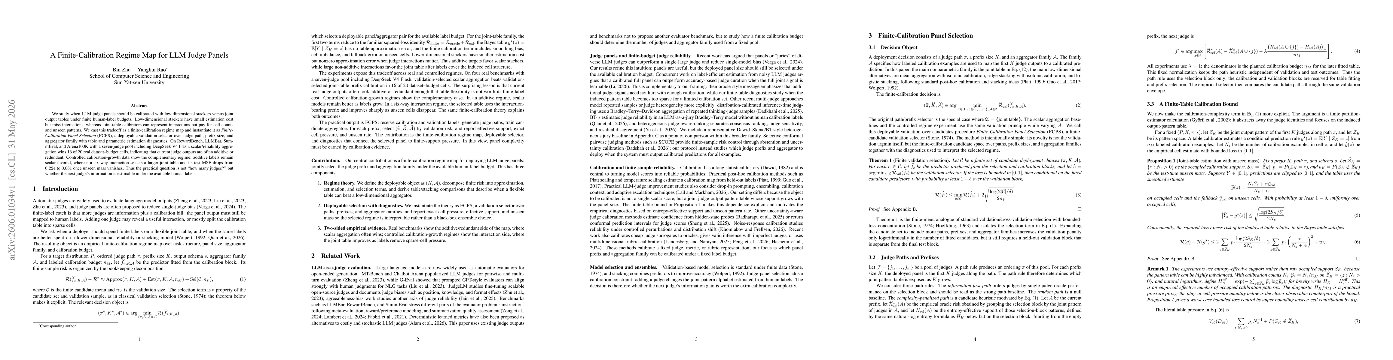 Thumbnail for A Finite-Calibration Regime Map for LLM Judge Panels