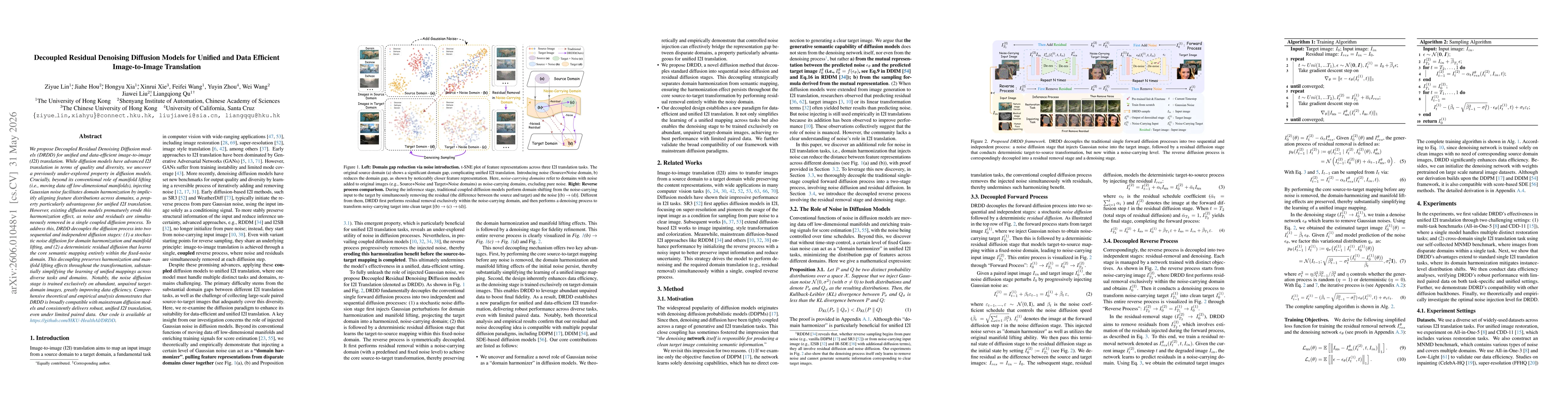 Thumbnail for Decoupled Residual Denoising Diffusion Models for Unified and Data Efficient Image-to-Image Translation