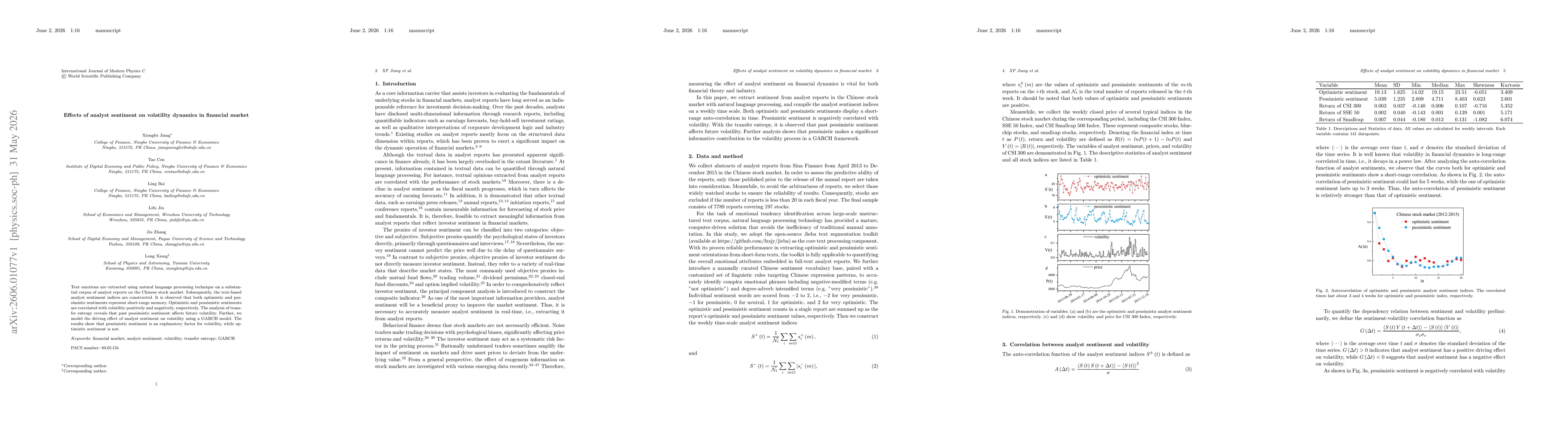 Thumbnail for Effects of analyst sentiment on volatility dynamics in financial market