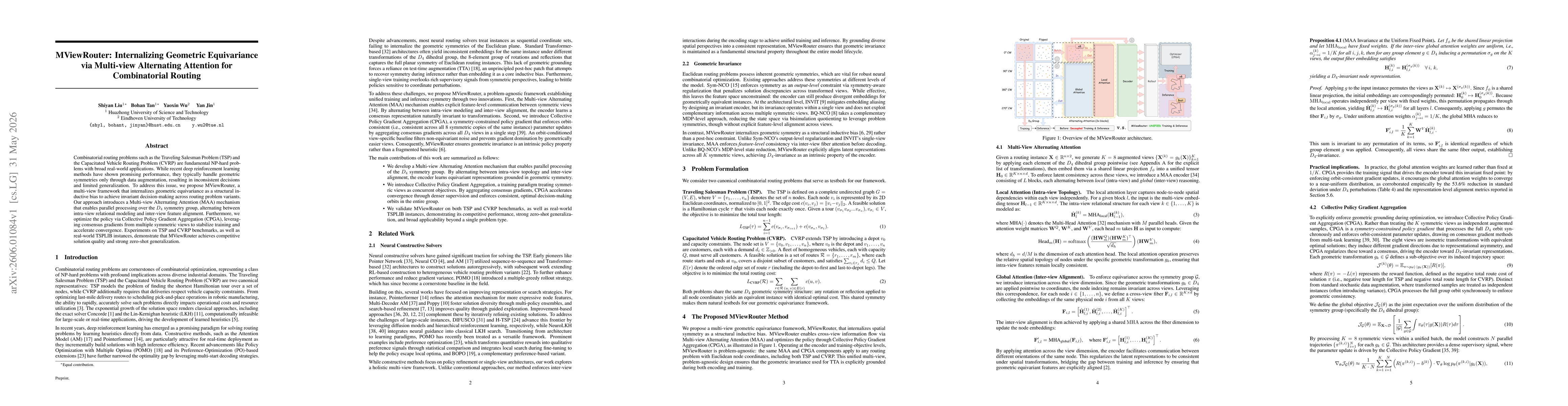 Thumbnail for MViewRouter: Internalizing Geometric Equivariance via Multi-view Alternating Attention for Combinatorial Routing