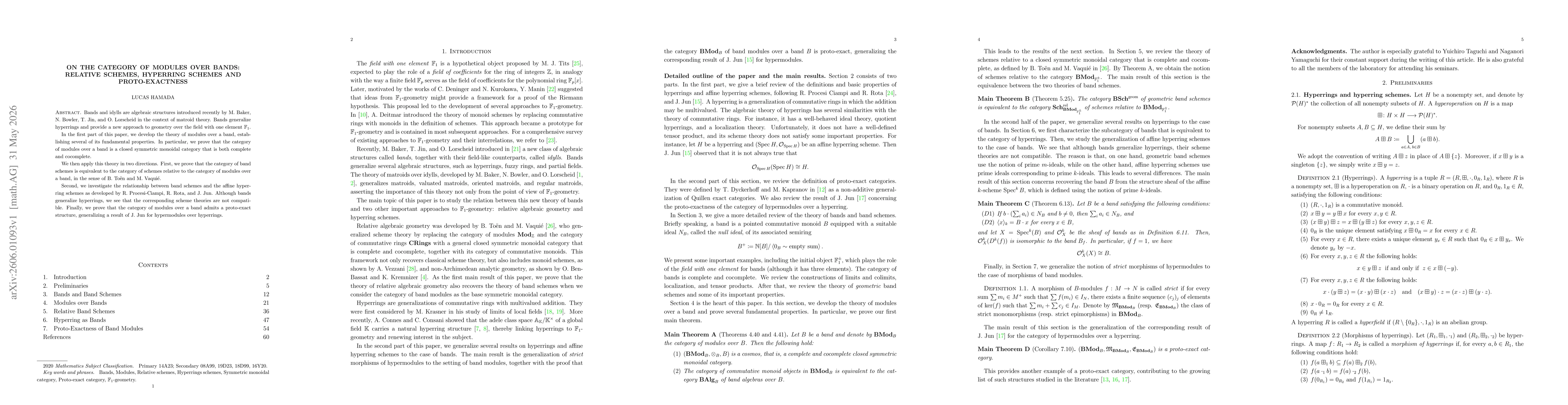 Thumbnail for On the category of modules over bands: relative schemes, hyperring schemes and proto-exactness