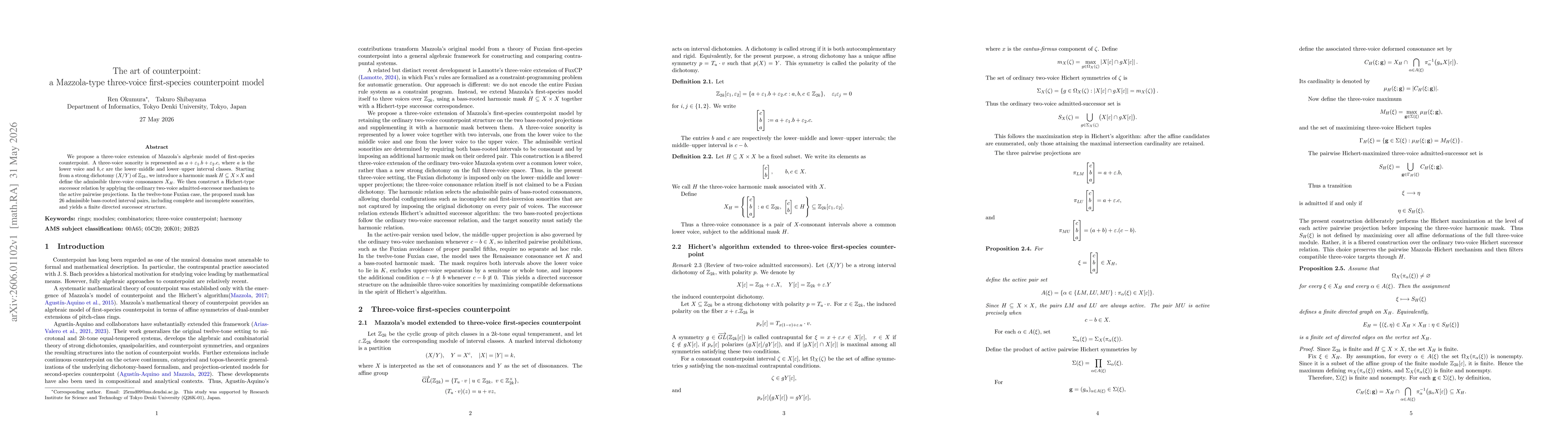 Thumbnail for The art of counterpoint: a Mazzola-type three-voice first-species counterpoint model