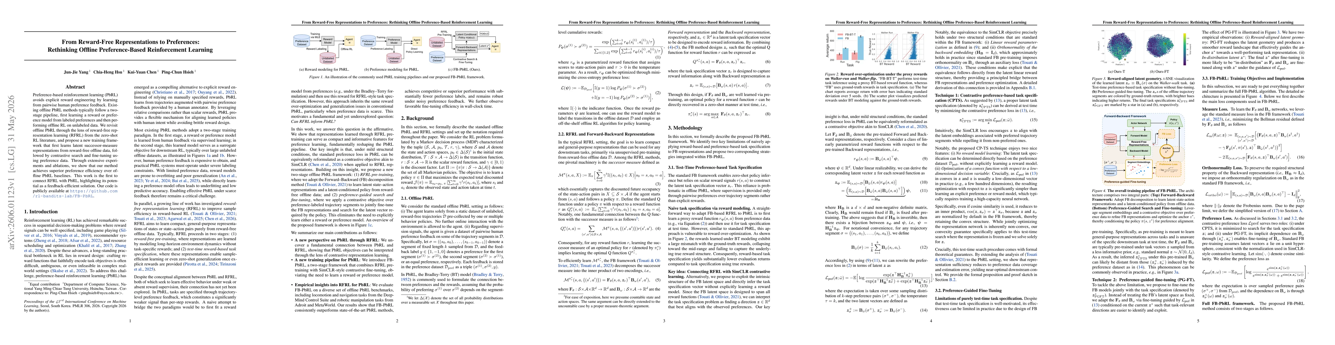 Thumbnail for From Reward-Free Representations to Preferences: Rethinking Offline Preference-Based Reinforcement Learning