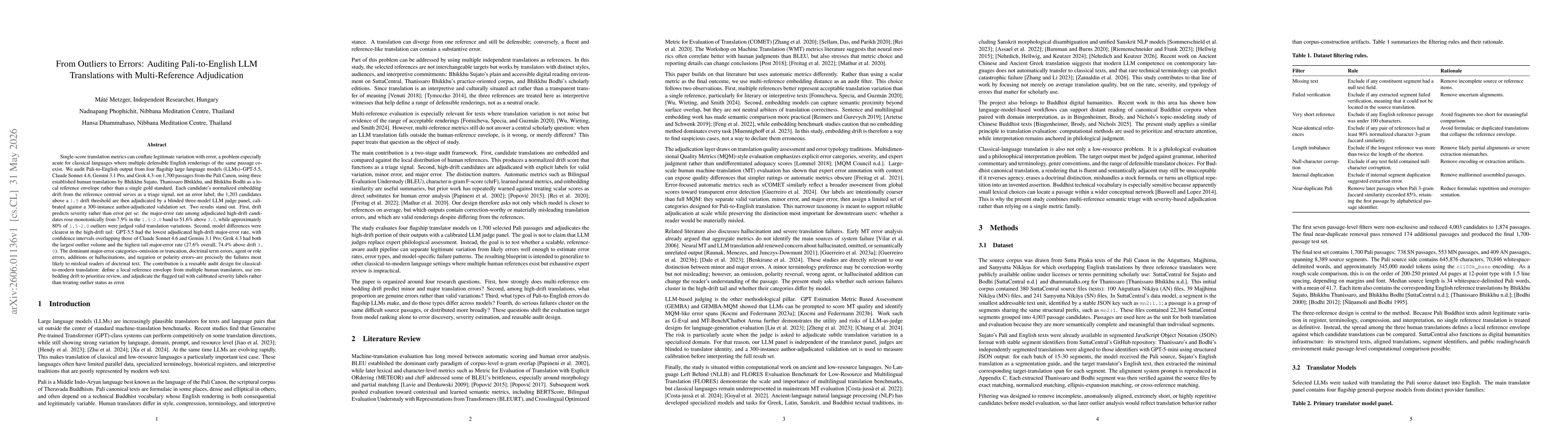 Thumbnail for From Outliers to Errors: Auditing Pali-to-English LLM Translations with Multi-Reference Adjudication