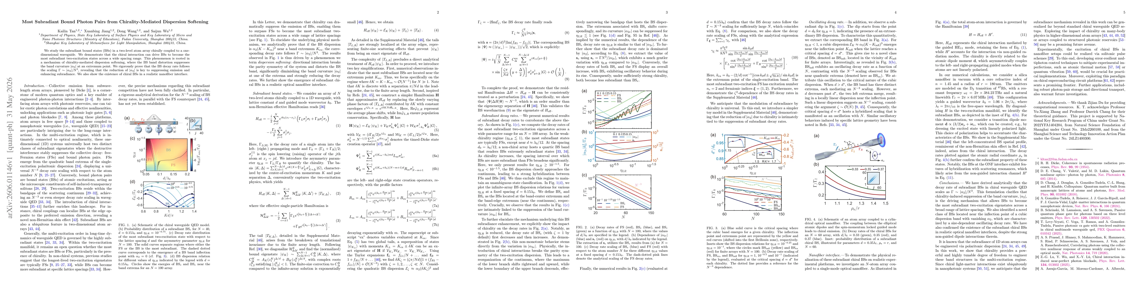Thumbnail for Most Subradiant Bound Photon Pairs from Chirality-Mediated Dispersion Softening