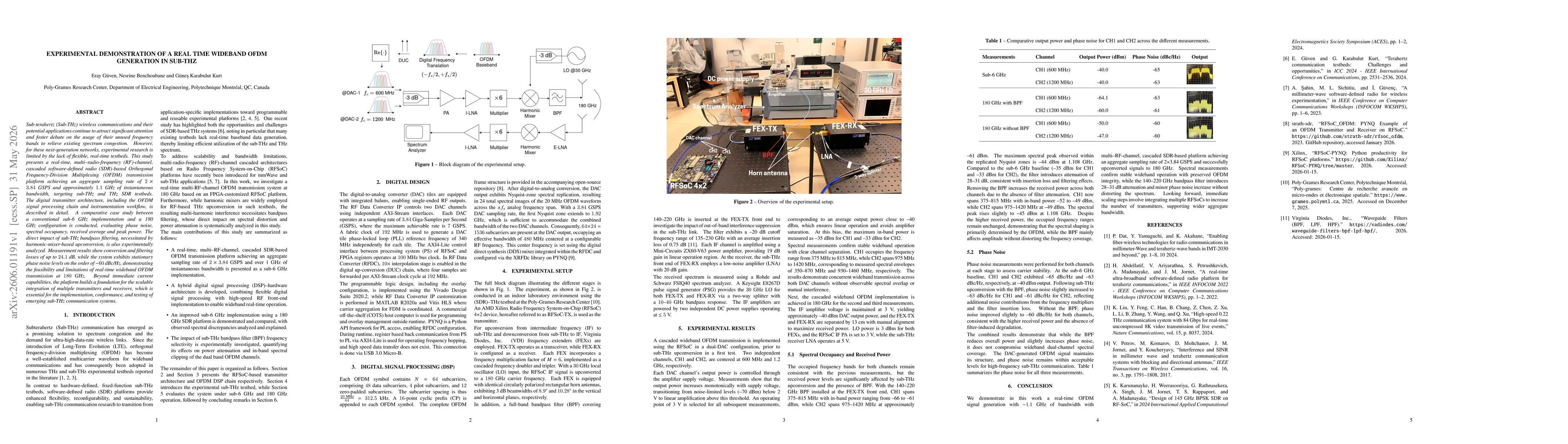 Thumbnail for Experimental Demonstration of a Real Time Wideband OFDM Generation in Sub-THz