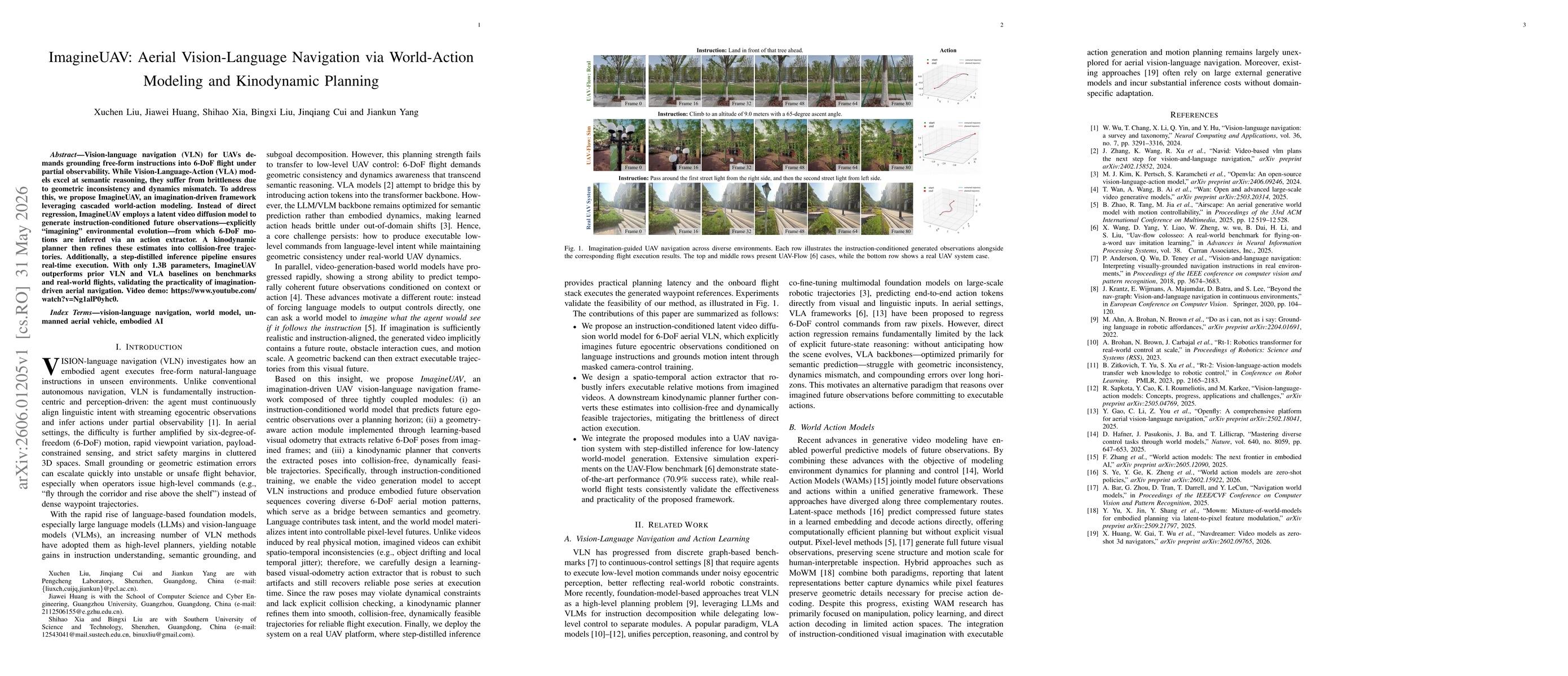 Thumbnail for ImagineUAV: Aerial Vision-Language Navigation via World-Action Modeling and Kinodynamic Planning