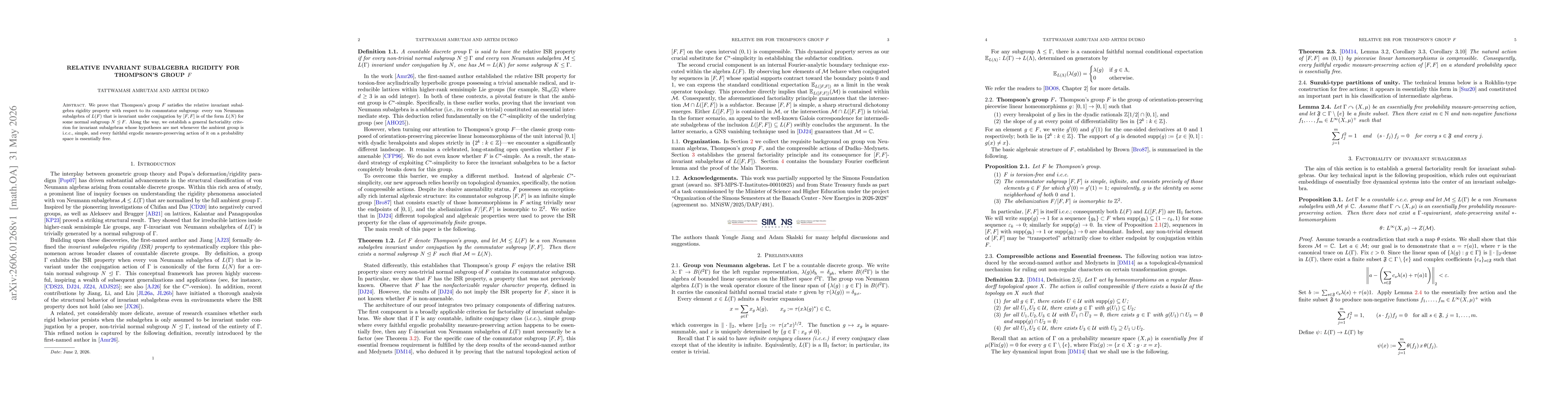 Thumbnail for Relative invariant subalgebra rigidity for Thompson's group $F$