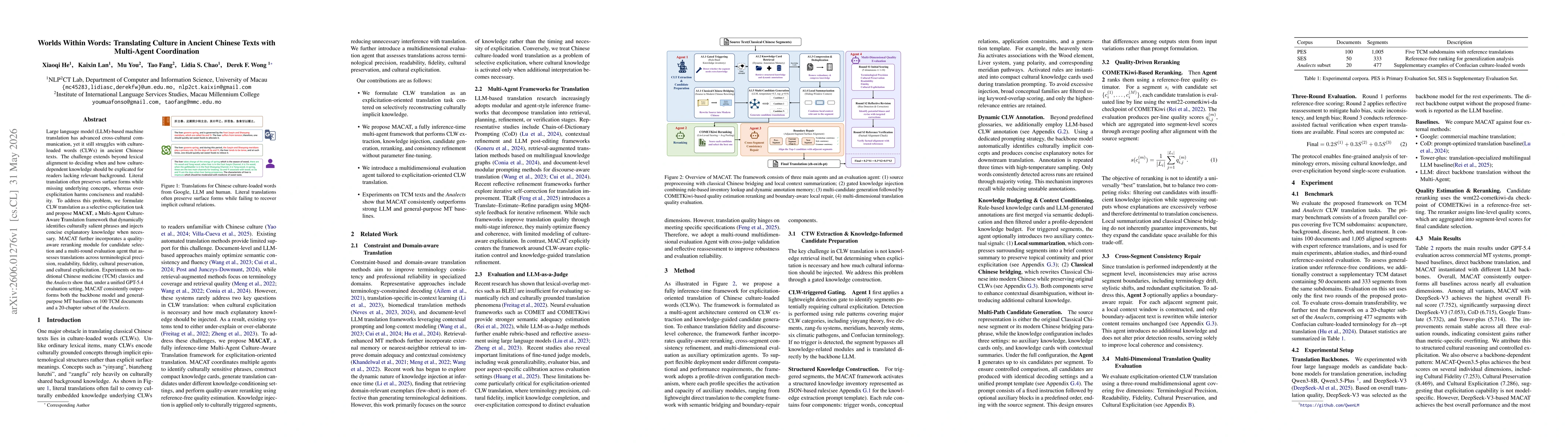 Thumbnail for Worlds Within Words: Translating Culture in Ancient Chinese Texts with Multi-Agent Coordination