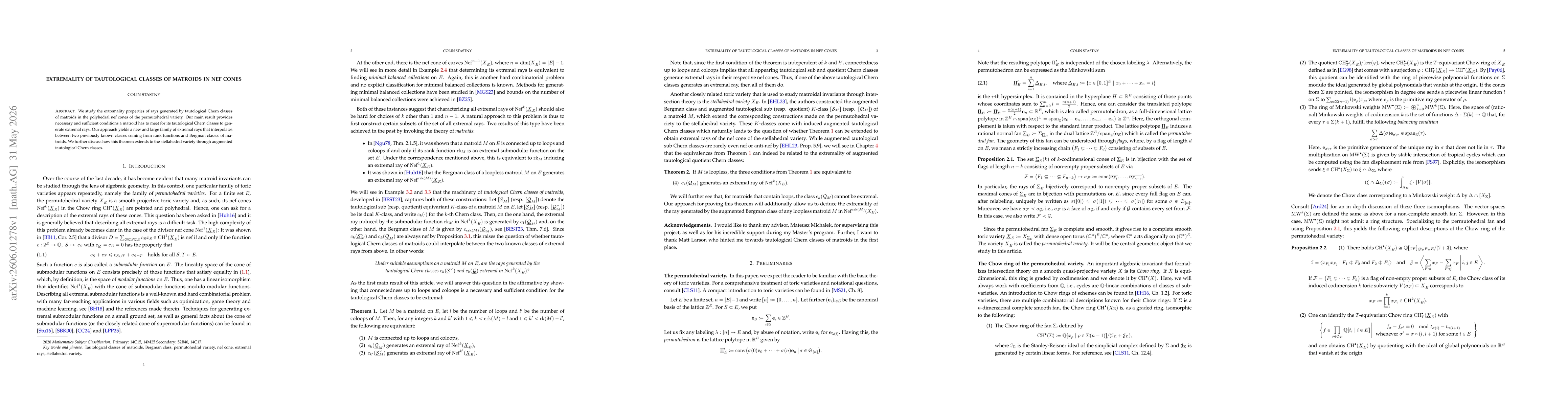 Thumbnail for Extremality of tautological classes of matroids in nef cones