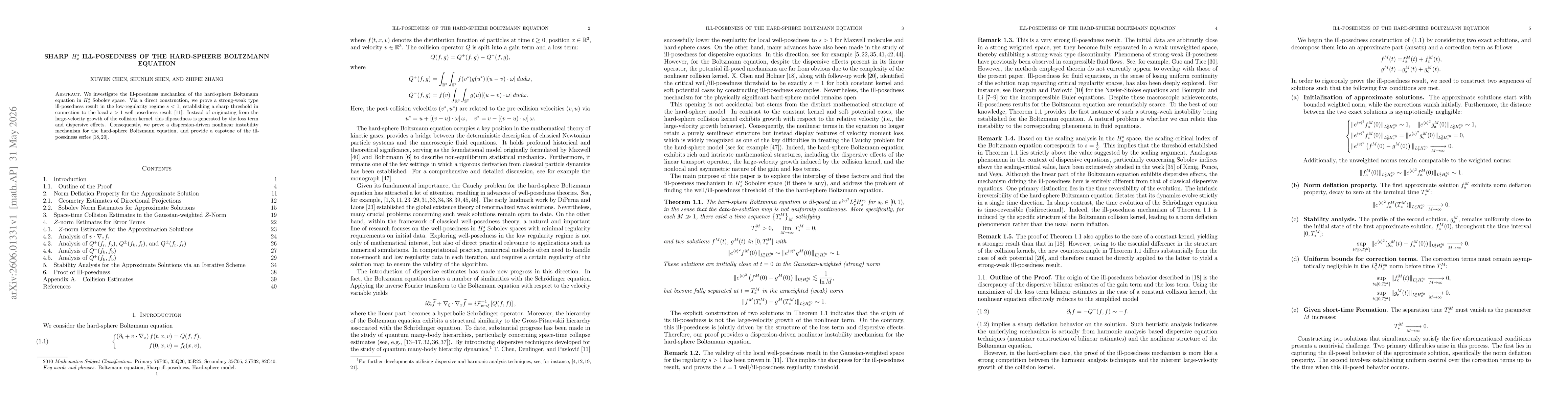 Thumbnail for Sharp $H_{x}^{s}$ Ill-posedness of the Hard-sphere Boltzmann Equation