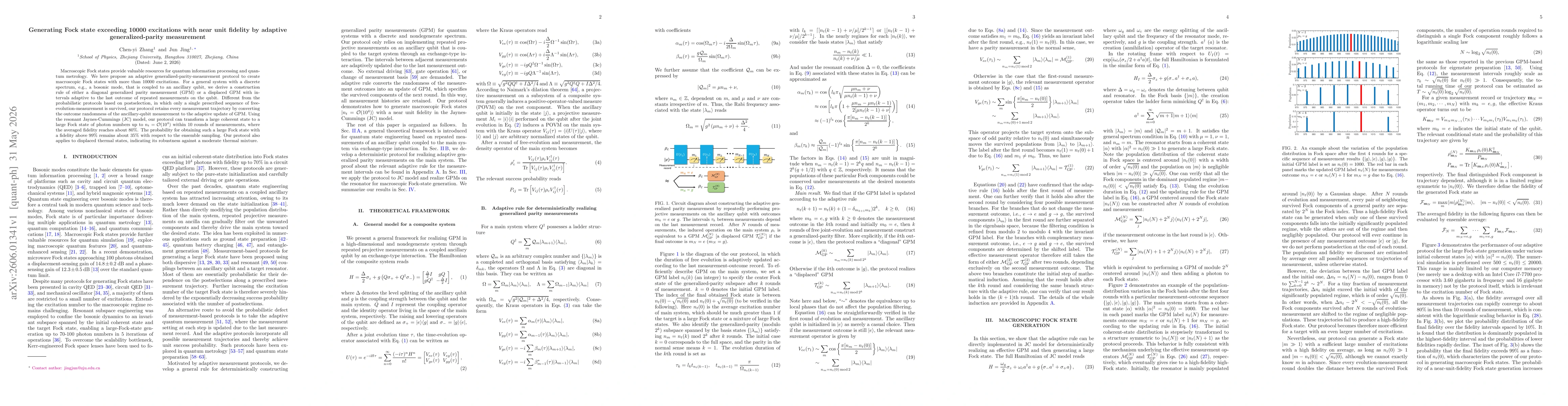 Thumbnail for Generating Fock state exceeding 10000 excitations with near unit fidelity by adaptive generalized-parity measurement