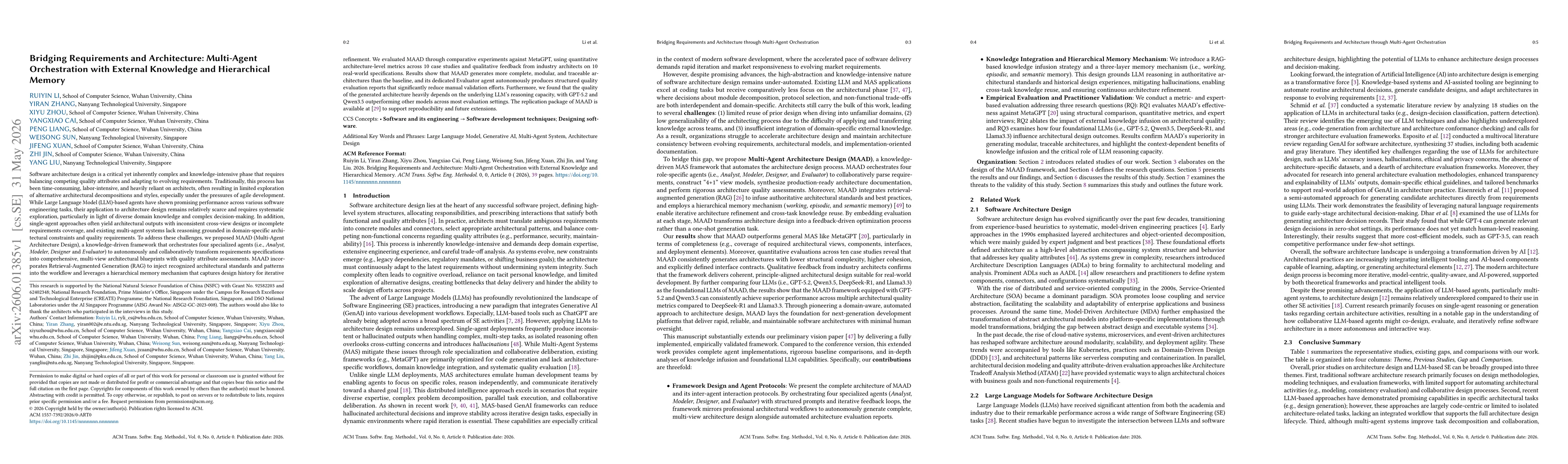Thumbnail for Bridging Requirements and Architecture: Multi-Agent Orchestration with External Knowledge and Hierarchical Memory