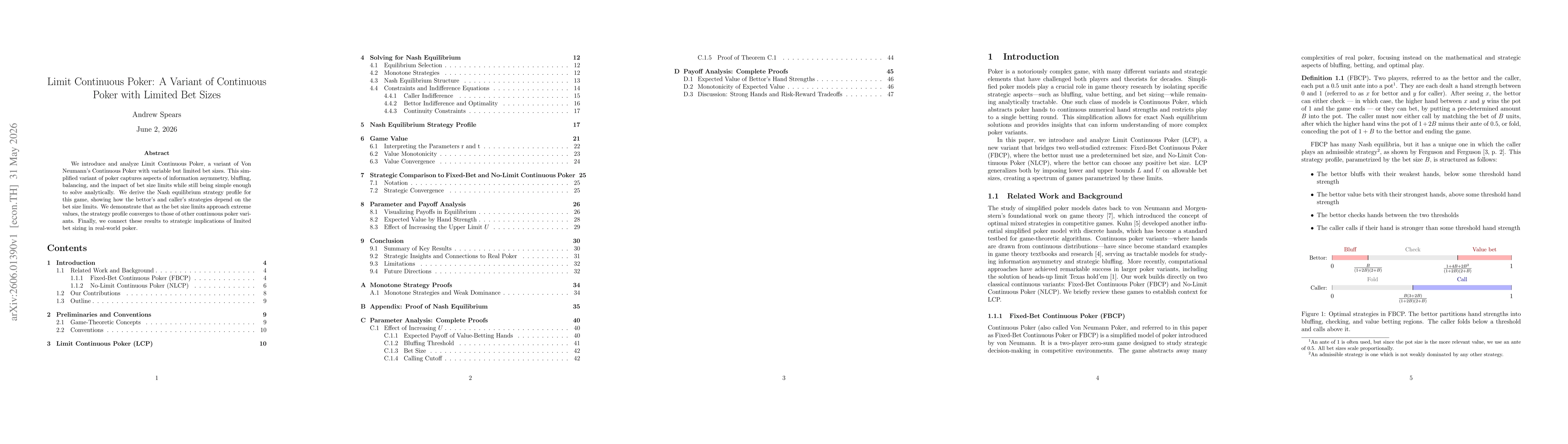 Thumbnail for Limit Continuous Poker: A Variant of Continuous Poker with Limited Bet Sizes