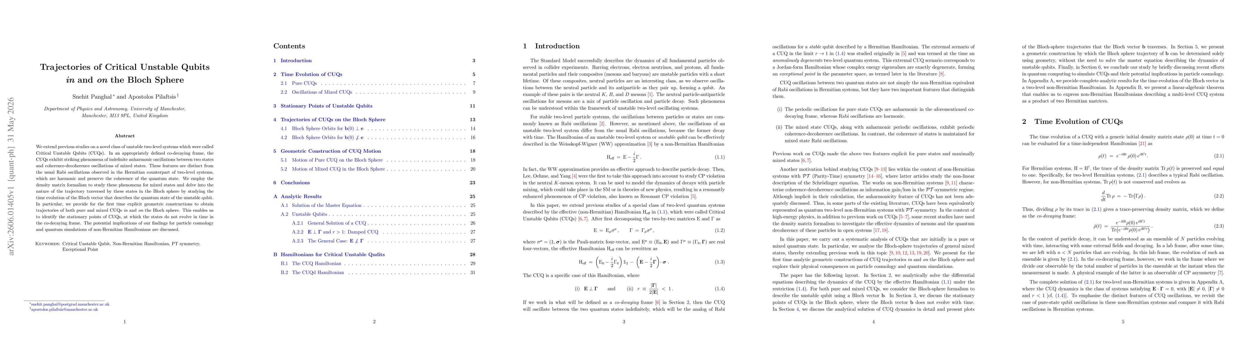 Thumbnail for Trajectories of Critical Unstable Qubits in and on the Bloch Sphere