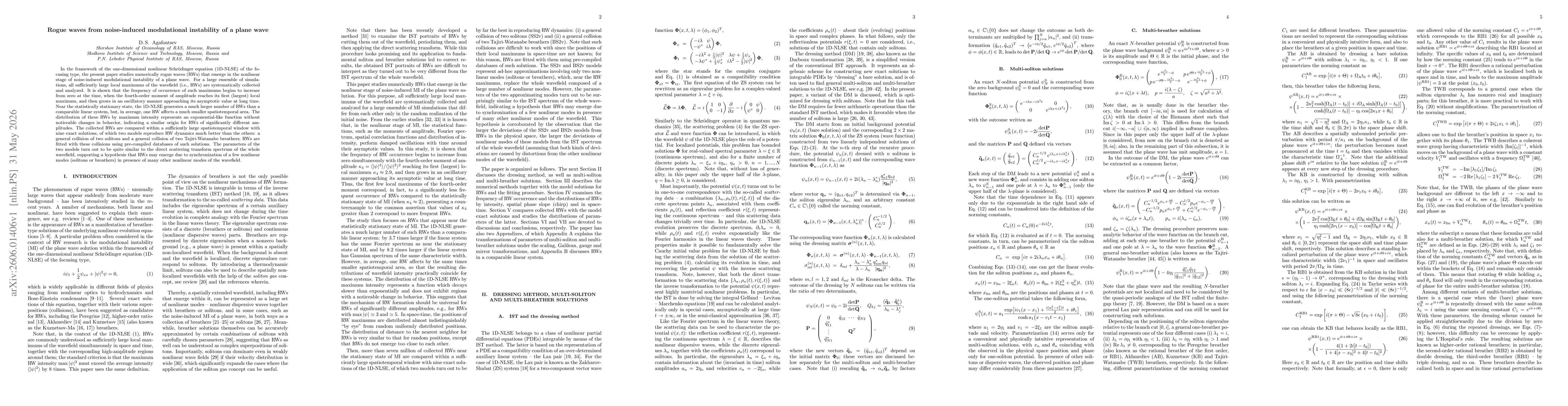 Thumbnail for Rogue waves from noise-induced modulational instability of a plane wave