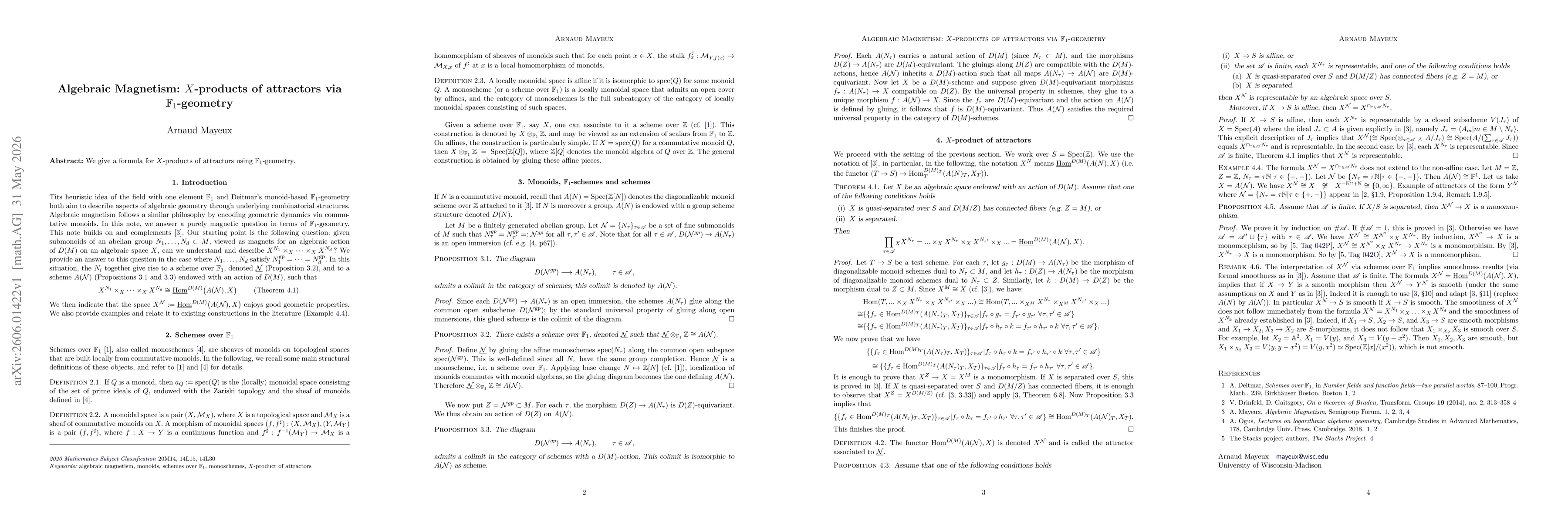 Thumbnail for Algebraic Magnetism: $X$-products of attractors via $\mathbb{F}_1$-geometry