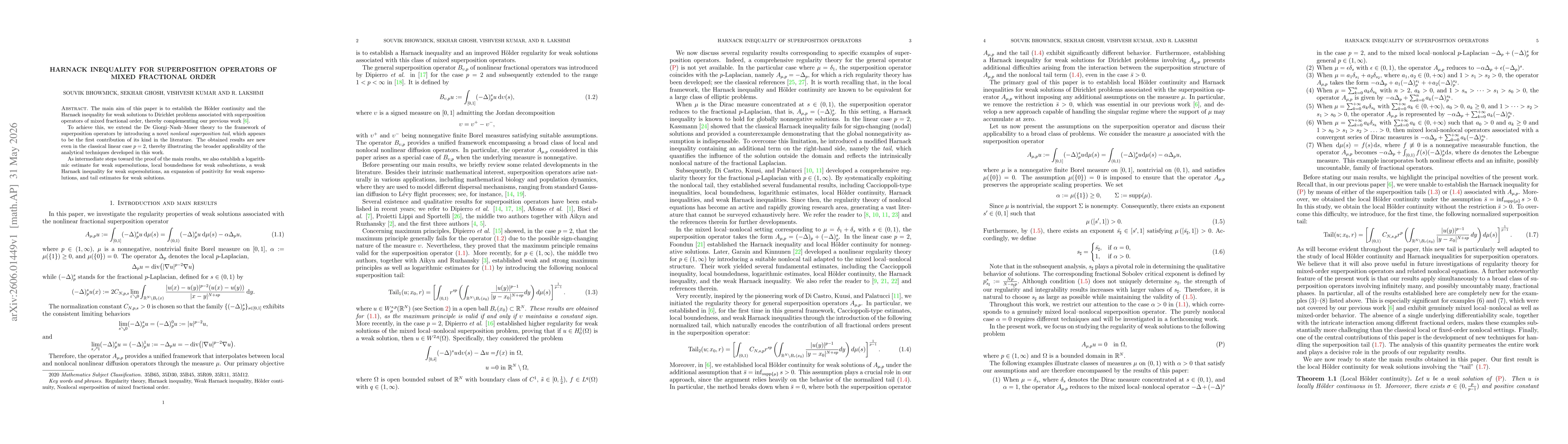 Thumbnail for Harnack inequality for superposition operators of mixed fractional order