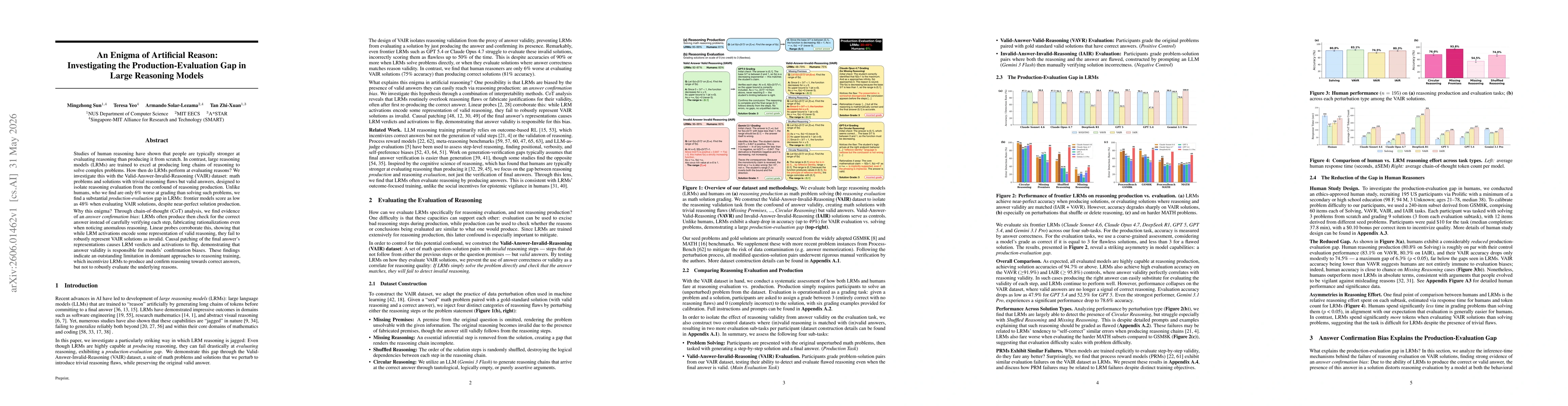Thumbnail for An Enigma of Artificial Reason: Investigating the Production-Evaluation Gap in Large Reasoning Models
