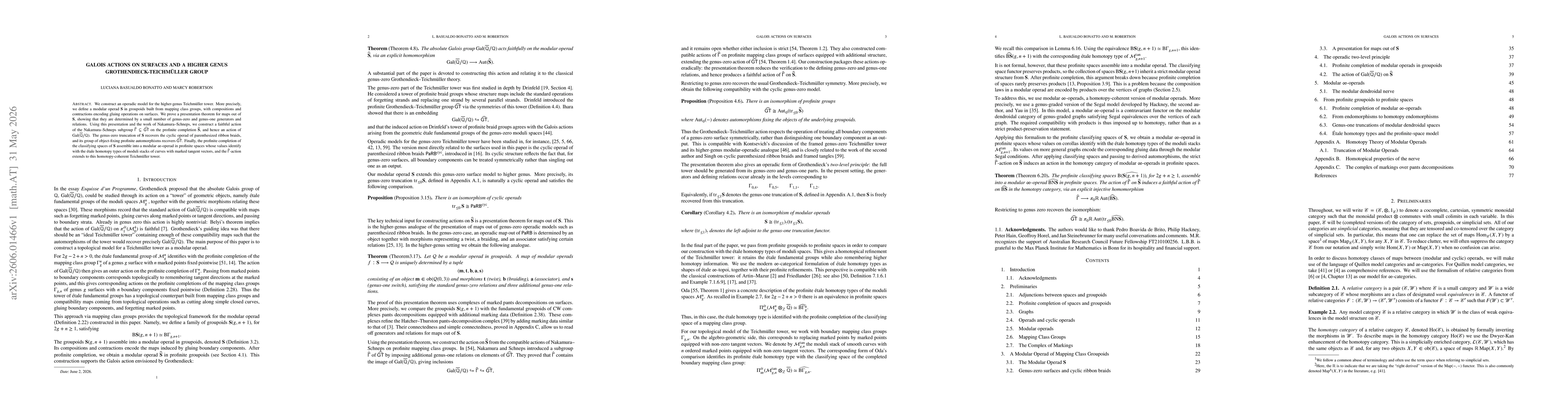 Thumbnail for Galois actions on surfaces and a higher genus Grothendieck-Teichmüller group