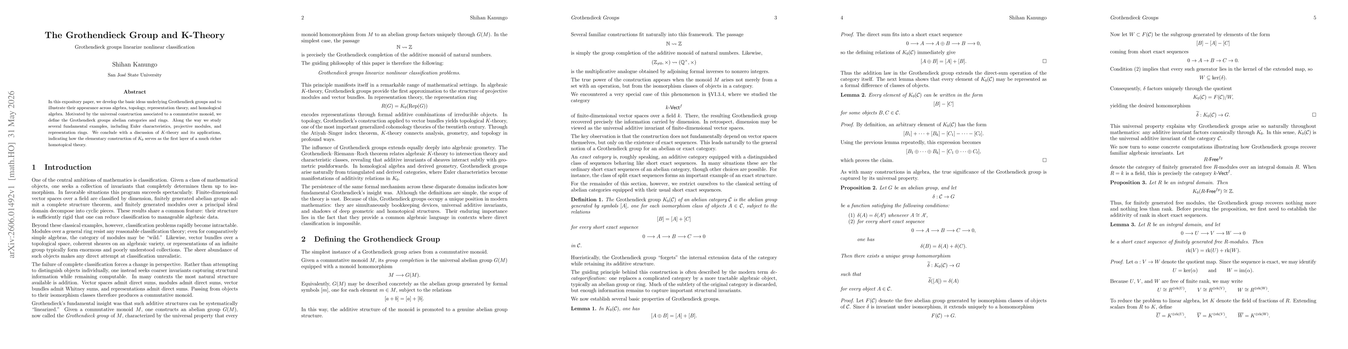 Thumbnail for The Grothendieck Group and K-Theory