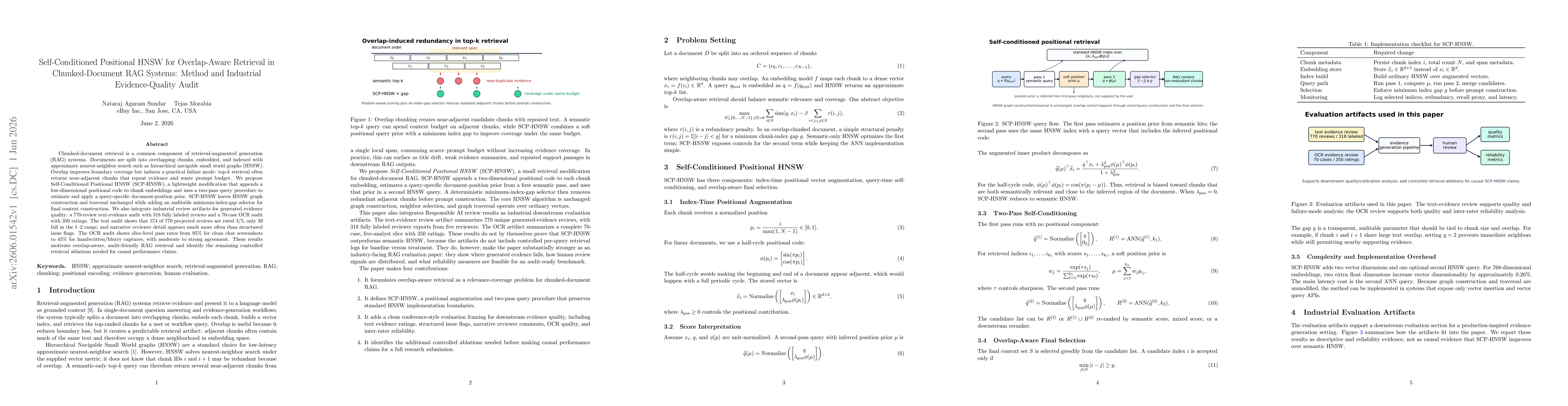 Thumbnail for Self-Conditioned Positional HNSW for Overlap-Aware Retrieval in Chunked-Document RAG Systems: Method and Industrial Evidence-Quality Audit
