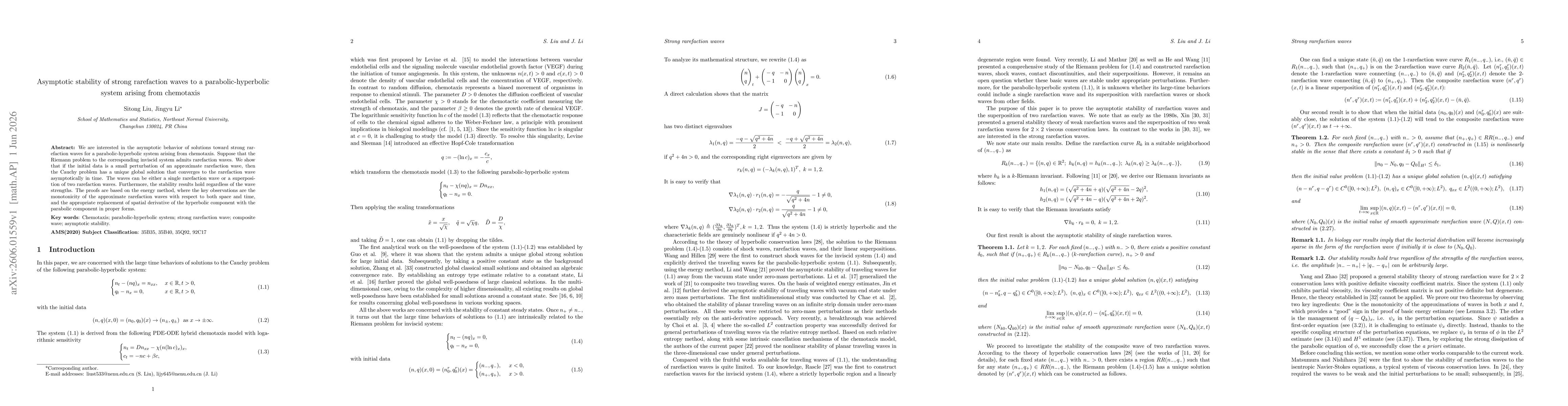 Thumbnail for Asymptotic stability of strong rarefaction waves to a parabolic-hyperbolic system arising from chemotaxis