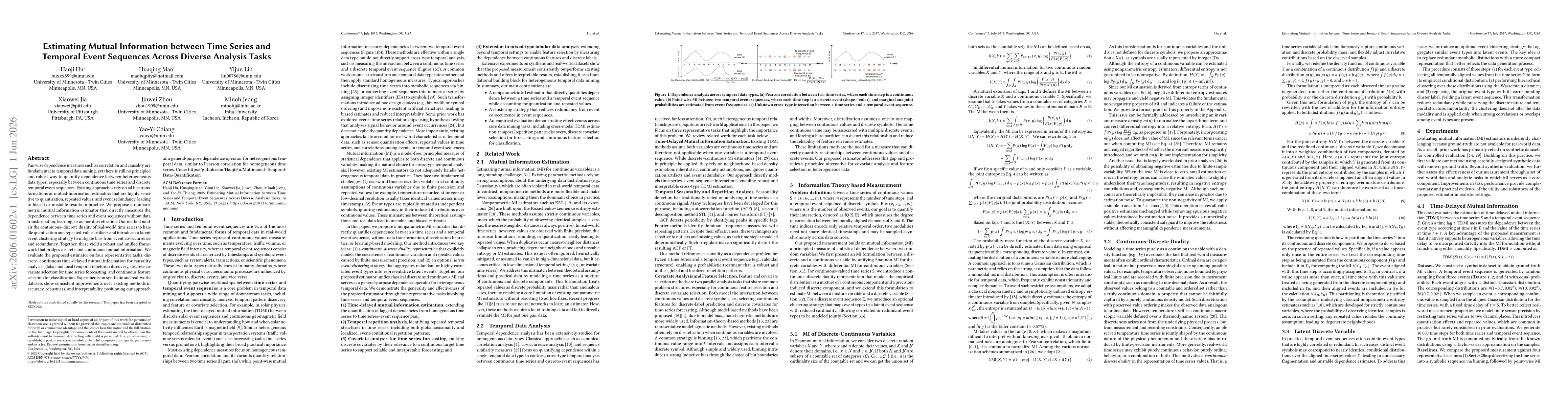 Thumbnail for Estimating Mutual Information between Time Series and Temporal Event Sequences Across Diverse Analysis Tasks