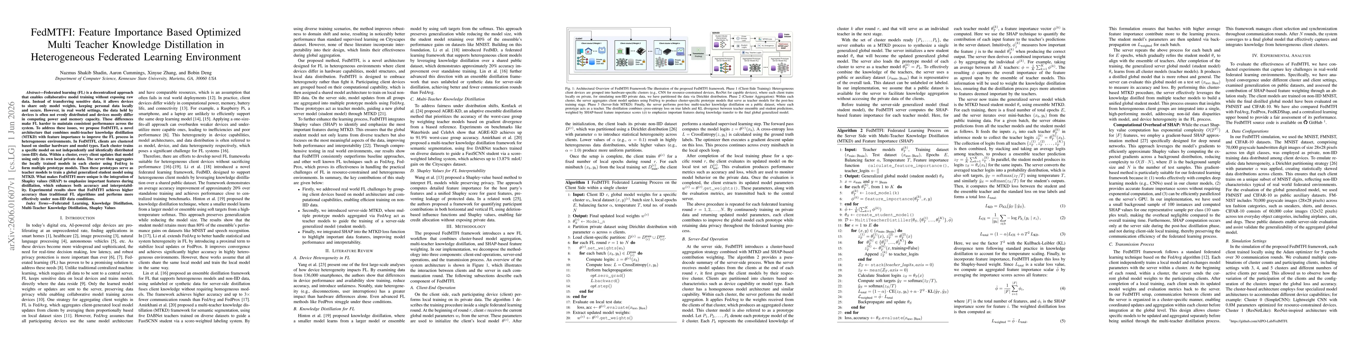 Thumbnail for FedMTFI: Feature Importance Based Optimized Multi Teacher Knowledge Distillation in Heterogeneous Federated Learning Environment