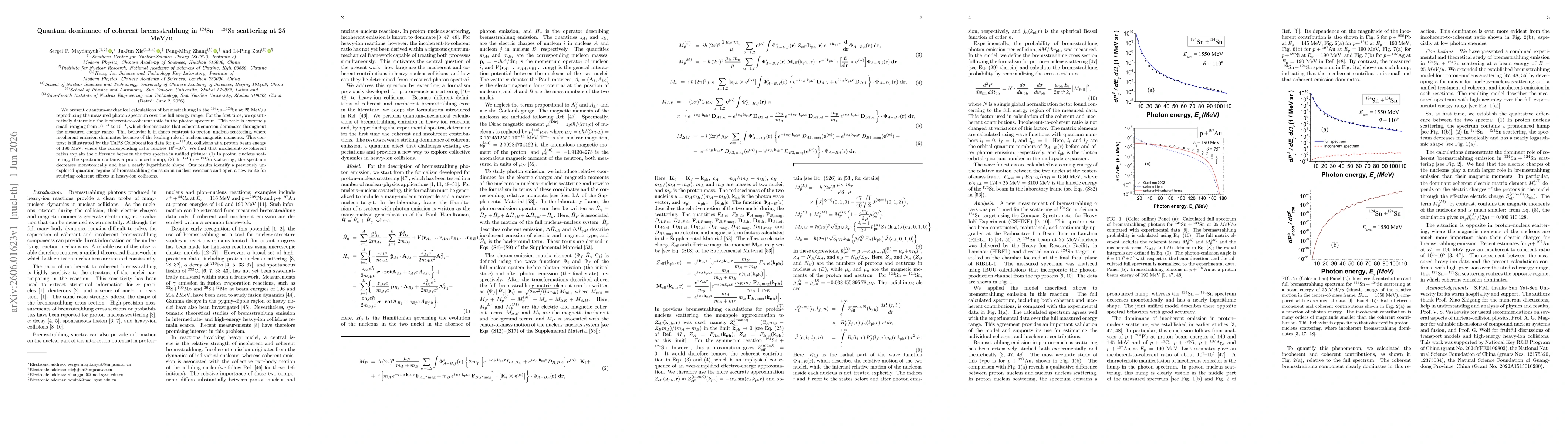 Thumbnail for Quantum dominance of coherent bremsstrahlung in $\isotope[124]{Sn} + \isotope[124]{Sn}$ scattering at 25 MeV/u