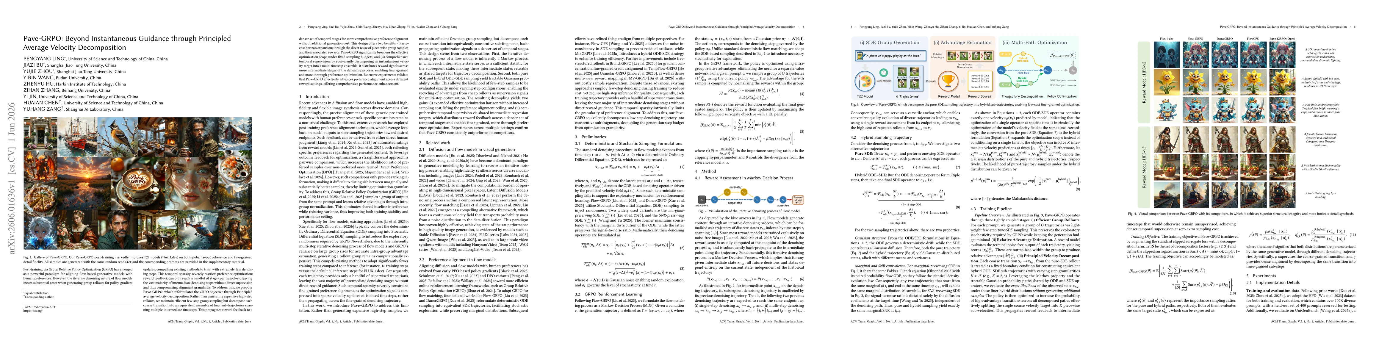 Thumbnail for Pave-GRPO: Beyond Instantaneous Guidance through Principled Average Velocity Decomposition