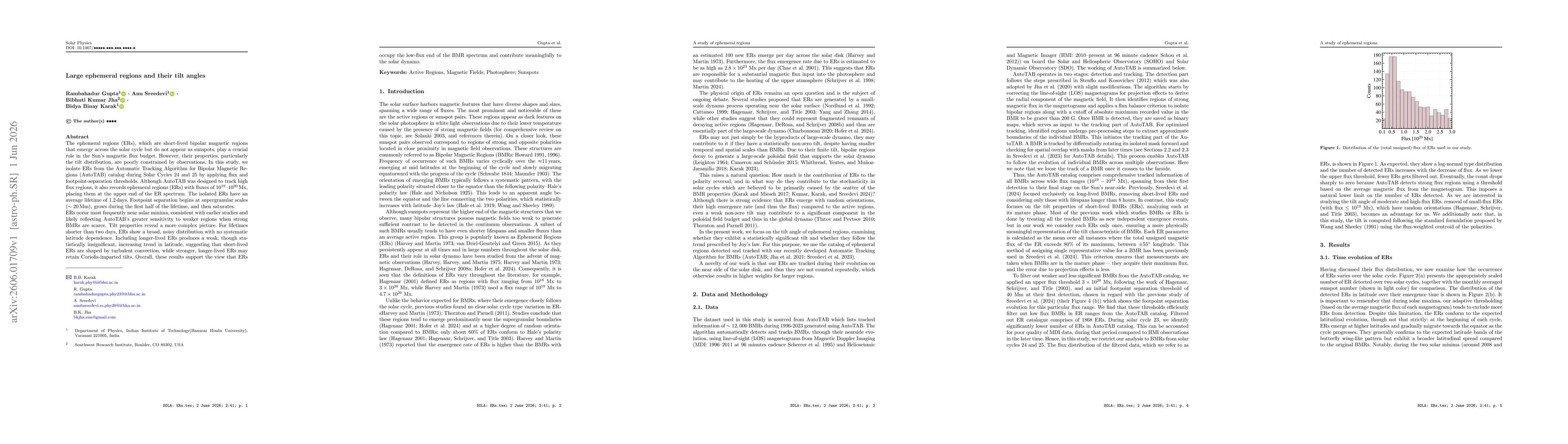 Thumbnail for Large ephemeral regions and their tilt angles