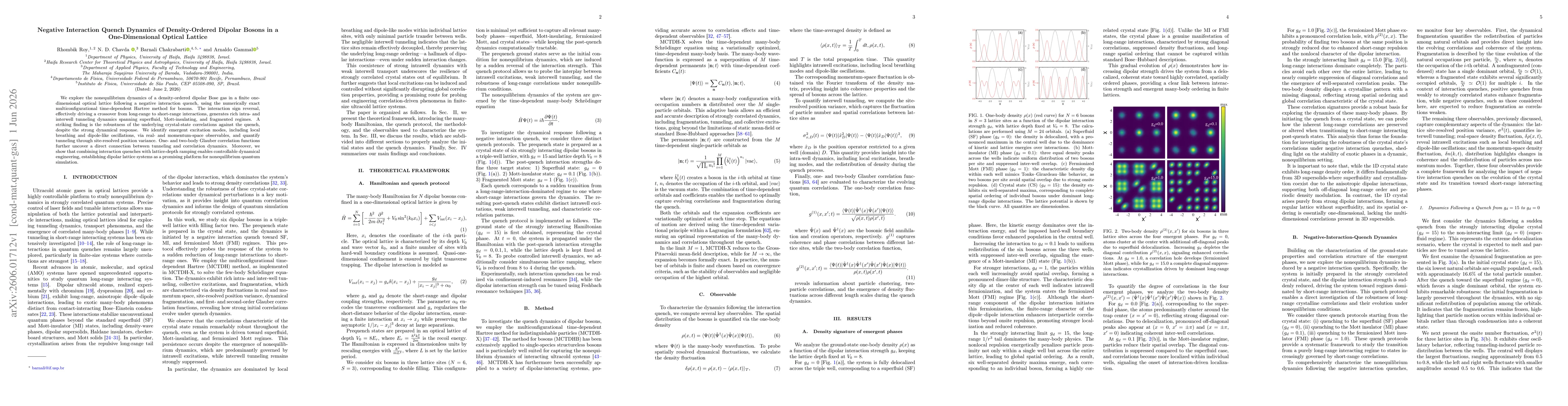 Thumbnail for Negative Interaction Quench Dynamics of Density-Ordered Dipolar Bosons in a One-Dimensional Optical Lattice