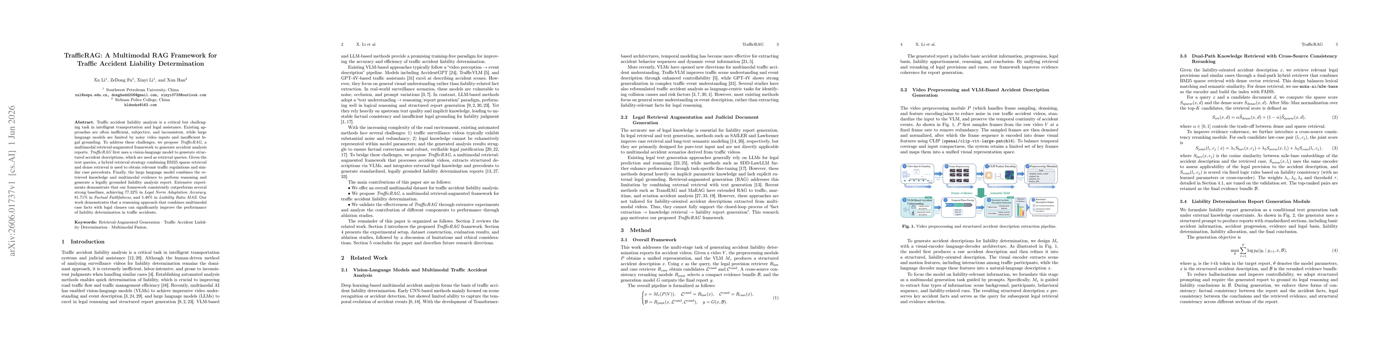 Thumbnail for TrafficRAG: A Multimodal RAG Framework for Traffic Accident Liability Determination