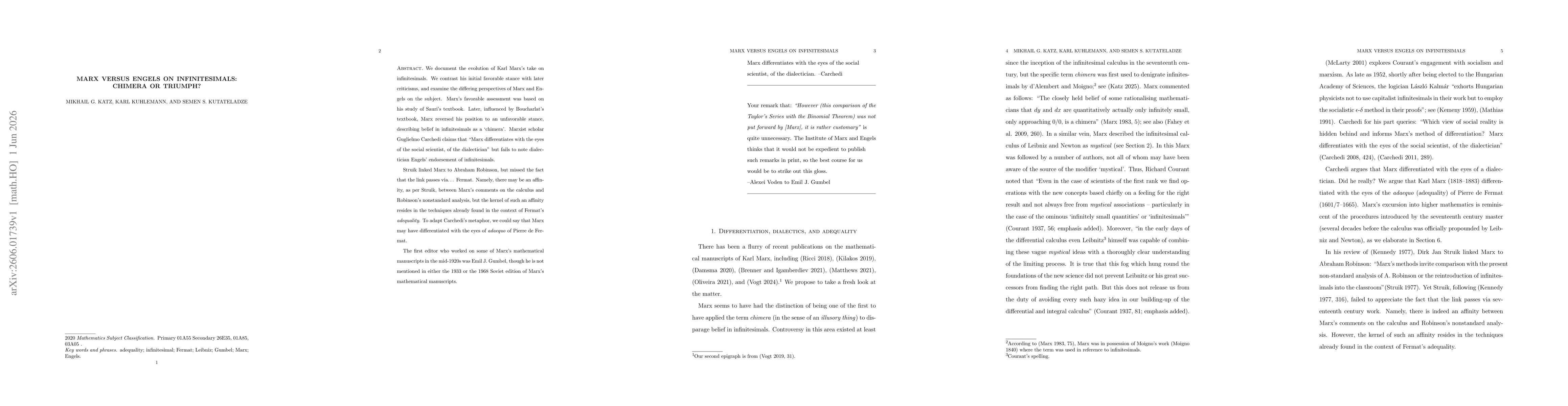 Thumbnail for Marx versus Engels on infinitesimals: Chimera or triumph?