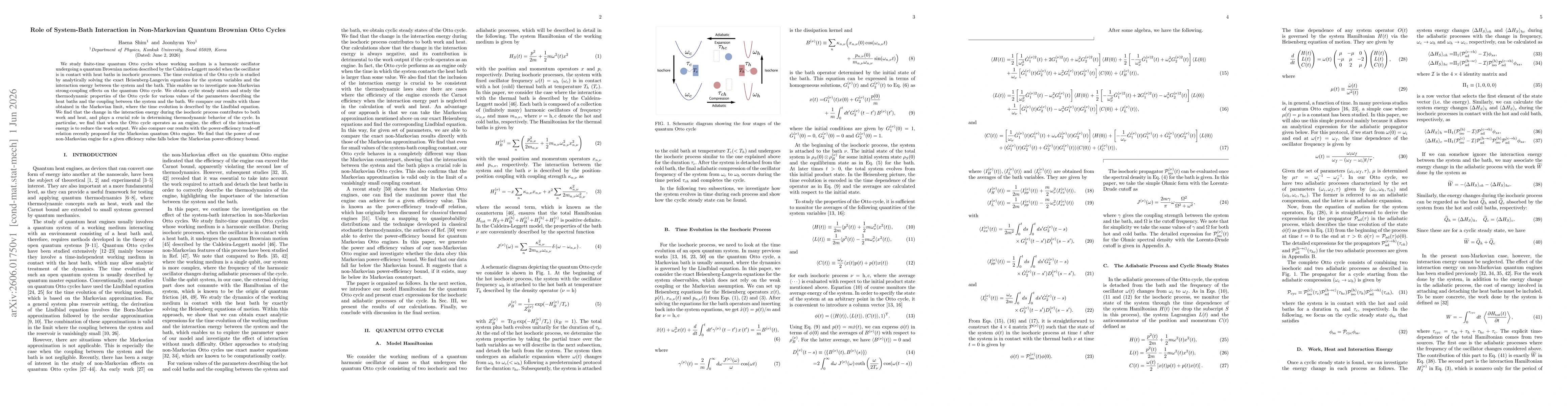 Thumbnail for Role of System-Bath Interaction in Non-Markovian Quantum Brownian Otto Cycles