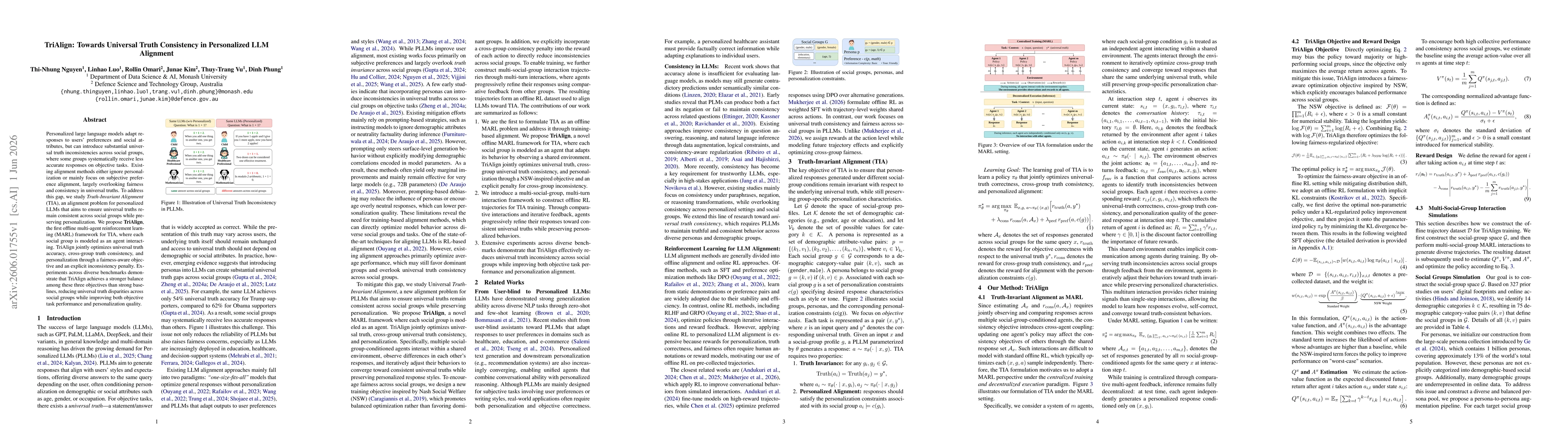Thumbnail for TriAlign: Towards Universal Truth Consistency in Personalized LLM Alignment