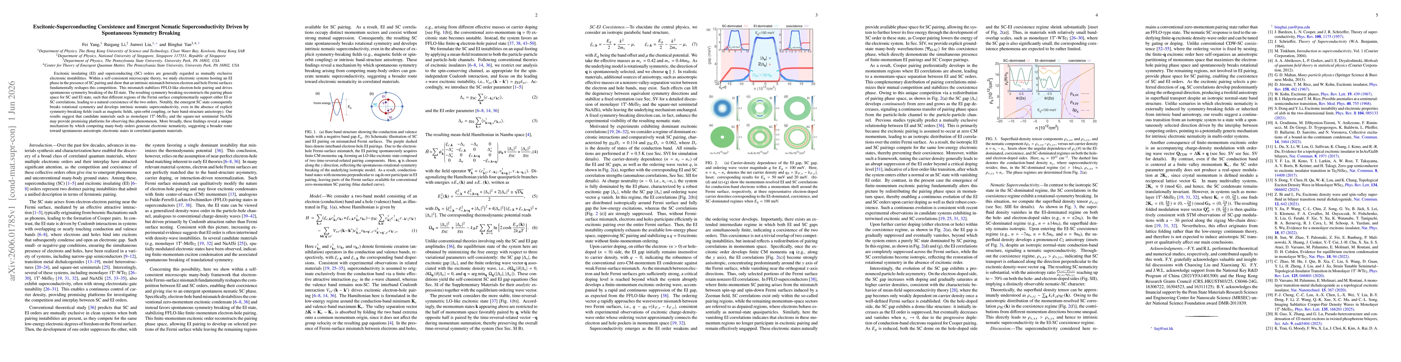 Thumbnail for Excitonic-Superconducting Coexistence and Emergent Nematic Superconductivity Driven by Spontaneous Symmetry Breaking