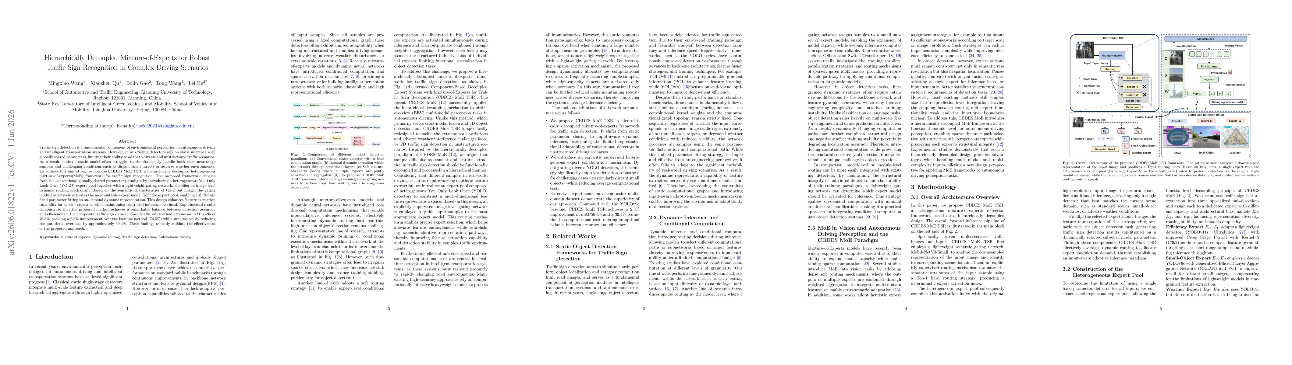 Thumbnail for Hierarchically Decoupled Mixture-of-Experts for Robust Traffic Sign Recognition in Complex Driving Scenarios