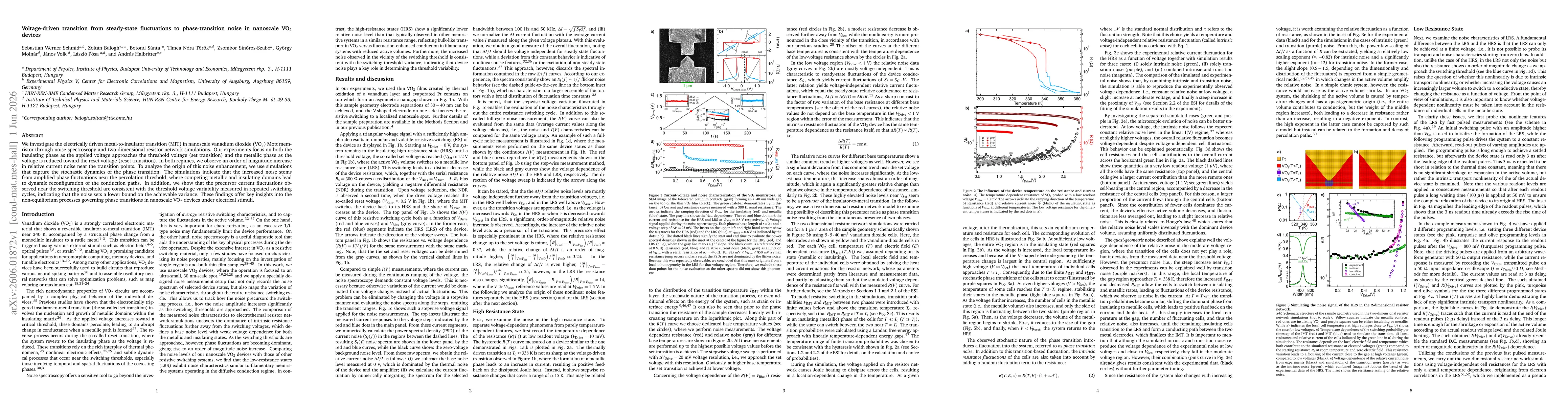 Thumbnail for Voltage-driven transition from steady-state fluctuations to phase-transition noise in nanoscale VO$_2$ devices