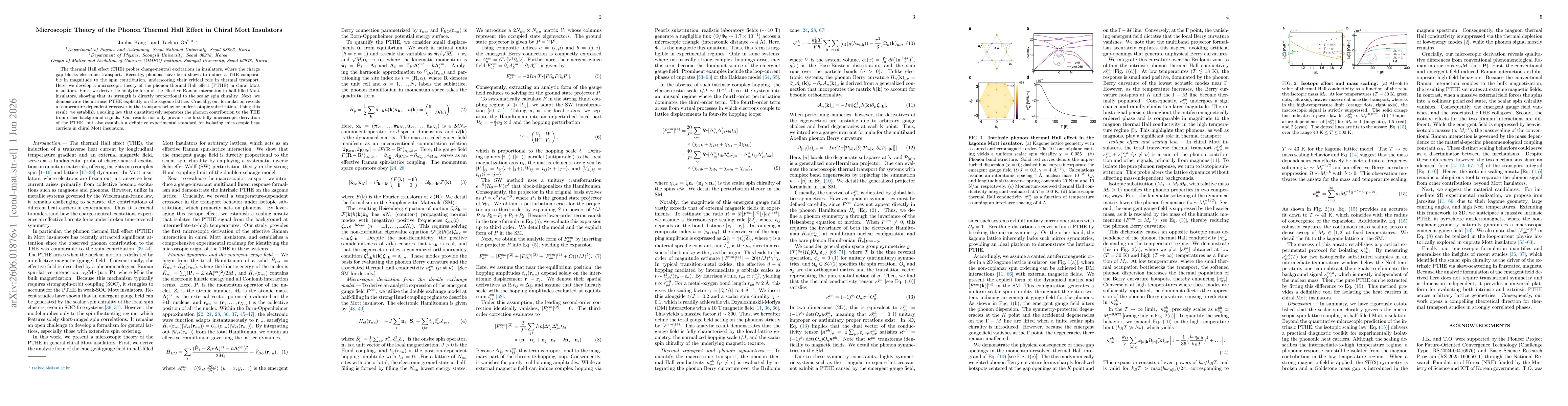 Thumbnail for Microscopic Theory of the Phonon Thermal Hall Effect in Chiral Mott Insulators