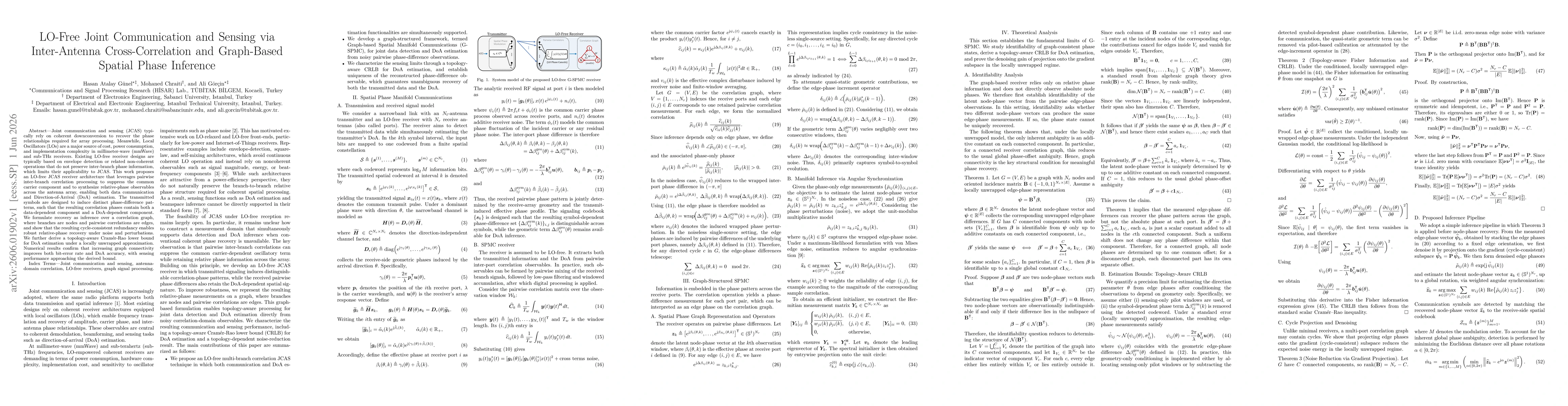 Thumbnail for LO-Free Joint Communication and Sensing via Inter-Antenna Cross-Correlation and Graph-Based Spatial Phase Inference