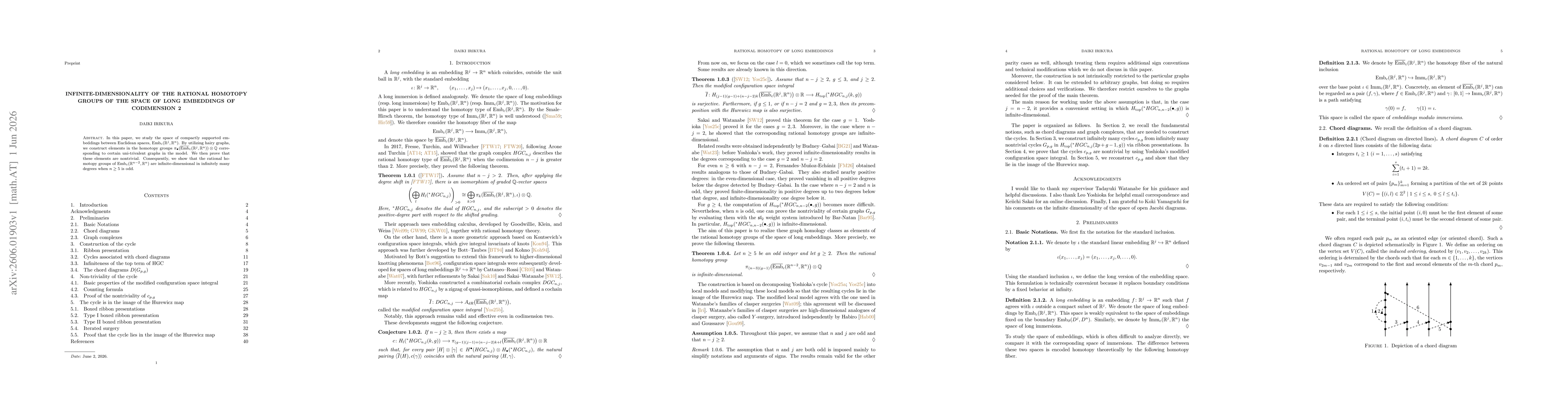 Thumbnail for Infinite-dimensionality of the rational homotopy groups of the space of long embeddings of codimension 2
