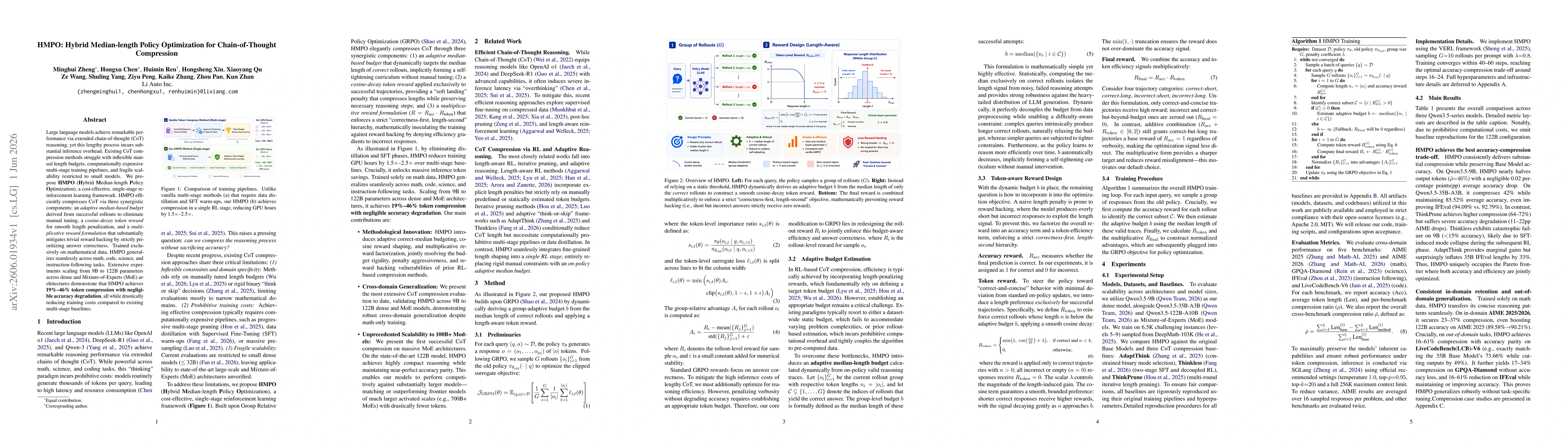 Thumbnail for HMPO: Hybrid Median-length Policy Optimization for Chain-of-Thought Compression
