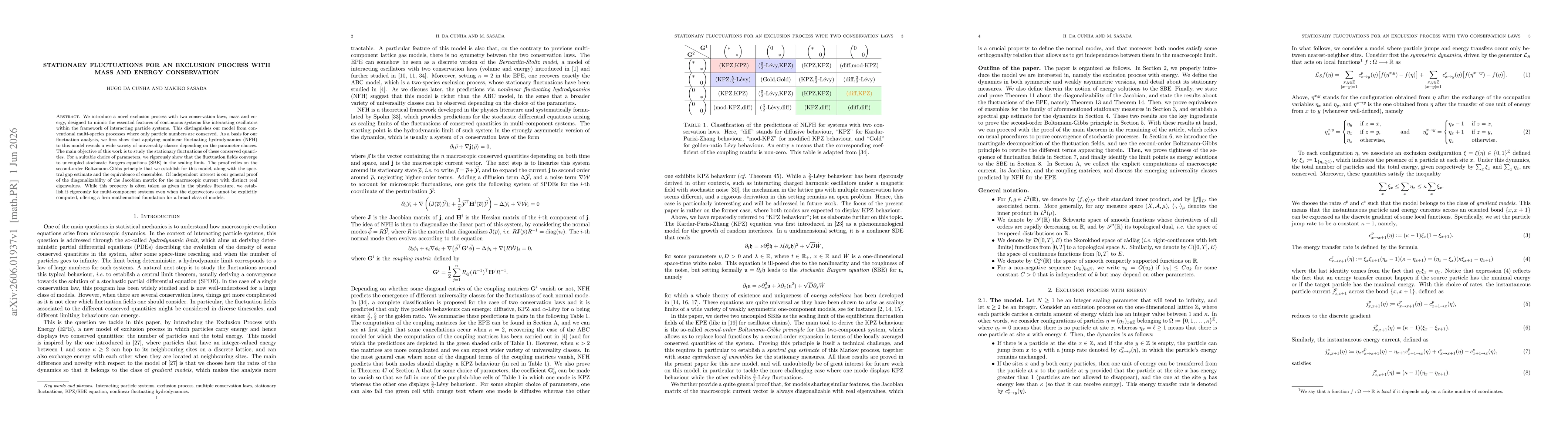 Thumbnail for Stationary fluctuations for an exclusion process with mass and energy conservation